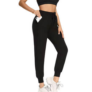 Joggers imprimés respirants d'été pour femmes pantalons de survêtement à cordon XL avec logo personnalisé en dentelle pantalon d'exercice avant plat - Product Image 2