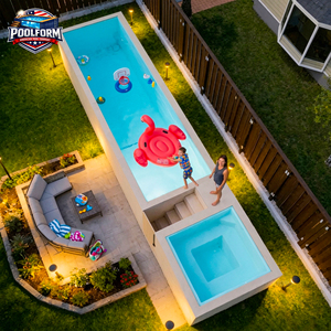 Piscina Elevada de Dos Zonas con Spa y Chorros de Masaje, Kit de Piscina Prefabricada Moderna de Fibra de Vidrio - Product Image 1