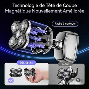 Afeitadora Eléctrica para Hombre, Doble Cuchilla, Inalámbrica, Pantalla LED, Resistente al Agua IPX7, Recortadora Húmeda/Seca, Afeitadora Rotatoria USB para Cabeza Calva - Product Image 4