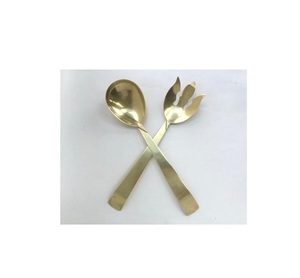 Service à salade en acier inoxydable, plaqué laiton de qualité supérieure, Simple et classique, service de table, service à salade, prix bas - Product Image 3