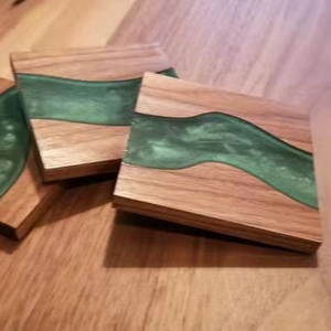 Durable Resin Coasters with <b>Epoxy</b> Resin Design Heart Shape Luxury Eco-Friendly for Tea Coffee & Beer-Saniya Handicraft - Product Image 5