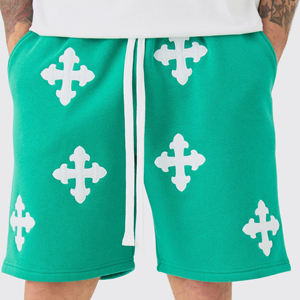 Short d'entraînement confortable à taille élastique pour hommes, short de course d'été décontracté avec nouveau motif uni respirant et teint - Product Image 5