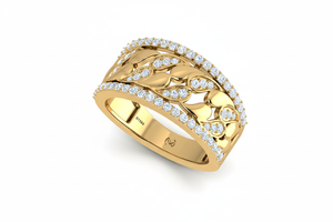 Anillo de Oro de 14K con Diamantes de Vid Naturales Brillantes para Mujer - Product Image 3