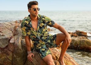 Ensemble de vêtements de sport décontractés d'été pour hommes, respirant, style hawaïen, confortable, polo à fermeture éclair quart, short bas, short chaud - Product Image 4