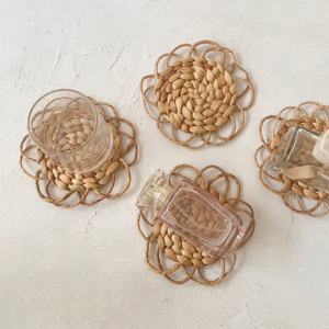 Handmade saucer <b>coasters</b> for tea cups water hyacinth saucers handweaving fiber <b>drink</b> <b>coaster</b> - Product Image 2