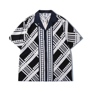 High Quality 2025 New <b>Men's</b> Casual <b>Floral</b> Dot Print <b>Shirt</b> and Shorts Set Customizable 100% Polyester Plain Dyed Technique - Product Image 3