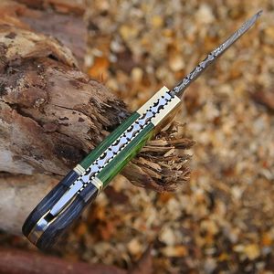 Vente en gros de lames PRESTIGE de qualité industrielle personnalisées OEM ODM couteau de poche Damas couteau pliant complet de survie en plein air en bois - Product Image 6