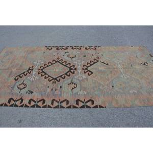 Alfombra Turca Vintage Étnica Naranja Azul Patchwork Diseño Clásico Área Grande 4.4x9.5ft Lana Adolescente Sala de Estar Decoraciones Látex - Product Image 3