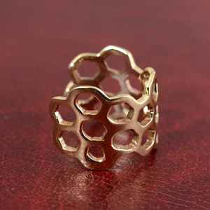 Anillo de panal de latón macizo más vendido en plata de ley 925 o joyería chapada en oro de 18 quilates para mujer, accesorios de moda, anillo de abeja - Product Image 2