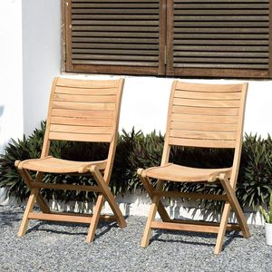 Chaise de jardin pliante en bois, siège de patio extérieur avec dossier, mobilier de salle à manger en bois massif pour cour - Product Image 1