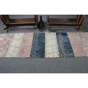 2.6x8.6 ft <b>Runner</b> Turkish Rug, Vintage Rug, Blue <b>Red</b> Southwestern Wool Rug - Product Image 3