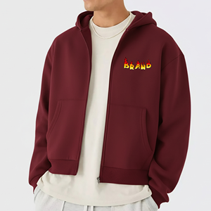Sweat à capuche pour homme avec logo brodé personnalisé, de haute qualité, anti-rétrécissement, en polaire épais, coupe ample, vêtements d'hiver, uni, 100% - Product Image 4