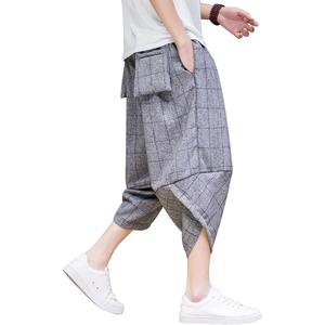 ชุดเดรสกีฬาสำหรับผู้ชายกางเกงผ้าคอตตอนแบบลำลองผ้าคอตตอนระบายอากาศได้ดีทรงตรงสำหรับฤดูร้อน - Product Image 3