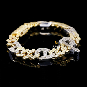 Diamants ronds et baguettes de laboratoire Hip Hop Cuban Link Bracelet Bijoux en argent sterling 925 - Product Image 2