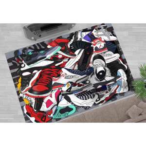 Alfombra Moderna con Estampado de Grafiti: Diseño Único para Entrada o Sala de Estar, Alfombra Delgada No Tejida - Product Image 4