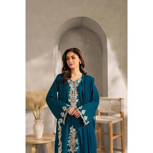 Ensemble vintage 3 pièces : chemise brodée, dupatta en mousseline de coton et pantalon pour le printemps/été - BI-C-4567 - Product Image 2