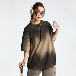 Camiseta de Manga Corta para Hombre, Estilo Americano Vintage de Verano, 100% Algodón, Lavada, Desgastada, Teñida con Spray - Product Image 4