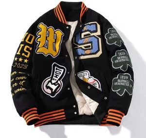 Veste de baseball universitaire pour homme, en toile, col montant, logo frontal, hiver, réversible, imperméable, personnalisable, mélange de coton - Product Image 2