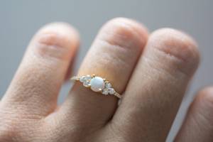 Adorable Wedding <b>Rings</b> Cubic Zirconia and White <b>Opal</b> Stacking Engagement <b>Ring</b> for 925 Solid Sterling <b>Silver</b> <b>Ring</b> Gift for Her - Product Image 3