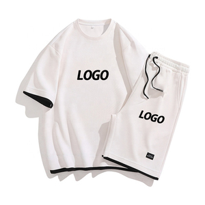 Ensemble pour hommes de haute qualité imprimés personnalisés Streetwear survêtement décontracté hommes à manches courtes T-Shirt Shorts 2 pièces ensembles pour hommes - Product Image 1