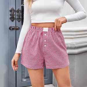 Pantalones informales de estilo europeo para hombre y mujer, pantalones cortos elásticos de cintura con parches de rayas finas, pantalones cortos suaves de diseño a la moda - Product Image 3