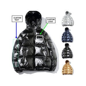 Chaqueta acolchada de burbujas de nailon brillante con logotipo personalizado al por mayor OEM, chaquetas acolchadas de moda impermeables con capucha para invierno y exteriores para hombre - Product Image 5