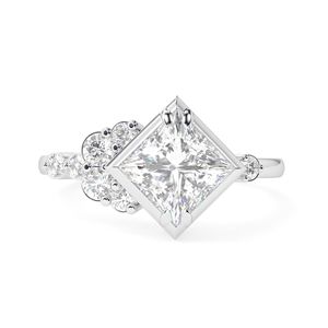 Anillo de compromiso de corte princesa de 1,50 CT, anillo de compromiso vintage único, anillo de compromiso de oro amarillo, anillo de bodas, aniversario nupcial - Product Image 5