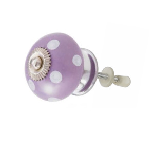 Boutons en céramique lilas pois blancs Design industriel armoires tiroirs armoires commodes chambres salon appartement salle à manger - Product Image 2