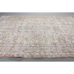 Alfombra de 5,6x8,7 pies, Alfombra Vintage, Alfombra Turca de Lana Blanca del Suroeste - Product Image 3