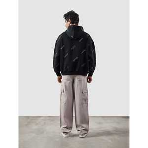 เสื้อฮู้ดดี้ลายกราฟิกแบบกำหนดเอง ผ้าเฟรนช์เทอร์รี่ฟอกสี พร้อมงานปัก 3 มิติ ดีไซน์ซิปแบบหนา - Product Image 2