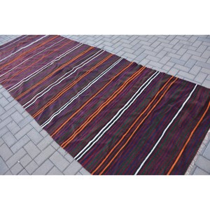 Tapis turc vintage de grande surface traditionnel brun 4.8 X 12.4ft motif patchwork laine matériau latex pour chambre d'adolescent couloir - Product Image 4