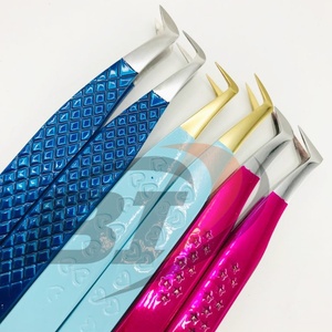 Pinzas de extensión de pestañas de acero inoxidable de alta calidad con logotipo personalizado herramienta de belleza de Punta puntiaguda para extensiones de pestañas - Product Image 1