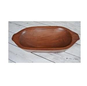Cuenco de Madera Rústico Tallado a Mano, Bandeja Ovalada Grande Decorativa de Madera con Asas, Centro de Mesa, Decoración del Hogar, Frutero - Product Image 1