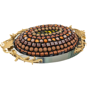 Bandeja de chocolate de acero inoxidable de alta calidad con mango dorado Nueva mesa de diseño elegante Bandeja para servir chocolate Precio al por mayor - Product Image 4