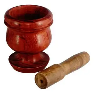 Mortier pilon en bois de mangue Outils de cuisine style bois rustique pilon à épices à l'ail gros mortier et ensemble avec base à vendre