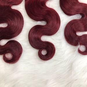 Extensiones de cabello humano Remy rojo color claro de alta calidad al por mayor máquina ondulada al agua teñida grado superior de la trama - Product Image 3