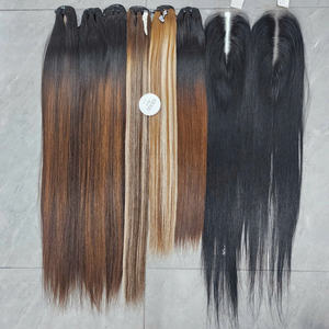 Brown <b>Color</b> Bone Straight Super Double Virgin Vietnamese Human <b>Hair</b> Bundles With Closure Virgin <b>Hair</b> Bundles With Closure - Product Image 6