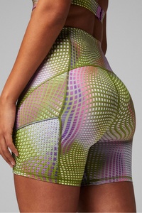 2024 femmes taille haute sans couture Gym Shorts respirant Scrunch bout à bout uni teint couleur unie Logo personnalisé impression acceptée - Product Image 6