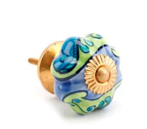 Perillas y tiradores de cerámica pintados de azul, proveedor mayorista de perillas de armario de cajón de puerta ecológicas - Product Image 3