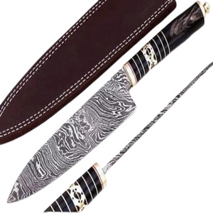 ชุดมีดเชฟมืออาชีพเหล็กดามัสกัสขนาด8นิ้วทำด้วยมือสไตล์ญี่ปุ่นอุปกรณ์ทำครัวสแตนเลสพร้อมปลอกหนัง - Product Image 1