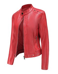 Vestes en Cuir PU Véritable pour Femmes à la Mode Offre Spéciale Logo Personnalisé Vestes en Cuir pour Femmes - Product Image 4