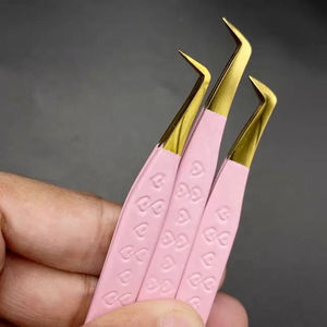 Pince à épiler professionnelle pour cils en acier inoxydable, personnalisée, avec pointe en or rose, anti-magnétique, poignée confortable, pointe lisse, longueur 10 mm - Product Image 5