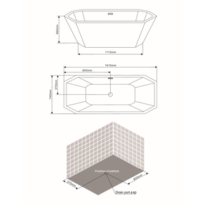 BEATRICE Vasca da Bagno Ottagonale Autoportante in Acrilico Bianco, Esperienza di Lusso nel Bagno - Product Image 4