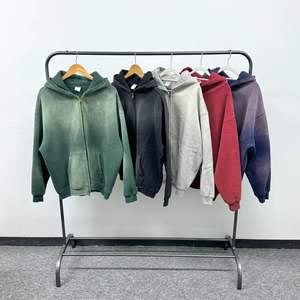 Heavyweight Custom Oversized Zip Fleece 100% algodón Eco-Friendly Blank Plain Streetwear Vintage Acid Wash Pullover Distressed - Product Image 2