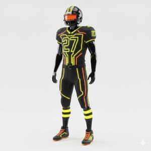 Uniforme de football américain personnalisé, ensemble complet, maillot rouge, pantalon rembourré, short, 100% polyester, haute qualité, vêtements d'équipe, numéro, logo - Product Image 3