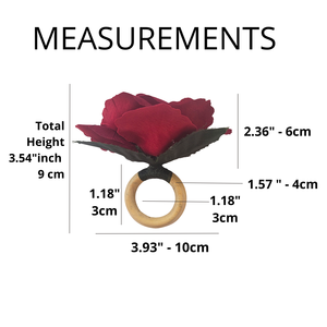 Anillo para Servilletas con Rosa Colombiana Roja, Hecho a Mano, Flor de Terciopelo con Base de Madera, para Decoración de Mesa de Boda u Hotel, Venta al Por Mayor - Product Image 3