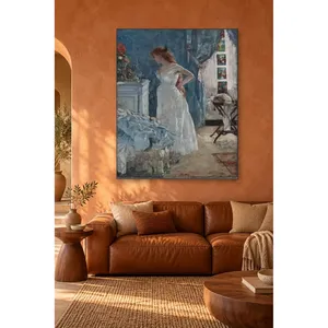 Fida Gervex Femme en blanc se retournant vers le miroir Impression sur toile - Product Image 4