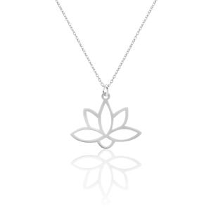 Collar con colgante fino de diseño de loto de plata de ley Azuris 925 de Turquía - Product Image 1