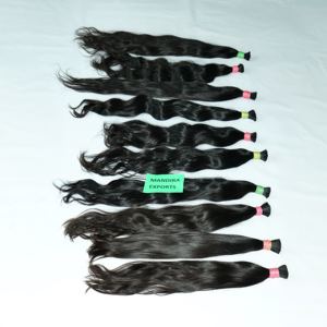 Vente en gros d'extensions de cheveux humains naturels du temple indien de couleur noire brute, vendeurs directs de paquets droits et bouclés - Product Image 2