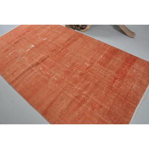 Alfombra de lana turca Vintage, 4 pies, 7 pulgadas, 8 pies, 7 pulgadas, área grande, patrón de pasillo rectangular, tonos naranjas cálidos, técnica de tejido plano, látex - Product Image 4